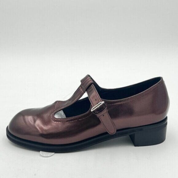 YDN Brown Dressy T Strap Pumps Square Closed Toe Mary Jane Block Low Heels Shoes - Picture 2 of 6